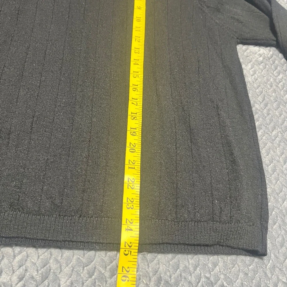 Lord & Taylor Sweater Mens Black‎ Merino Wool Ribbed Mock Neck Large